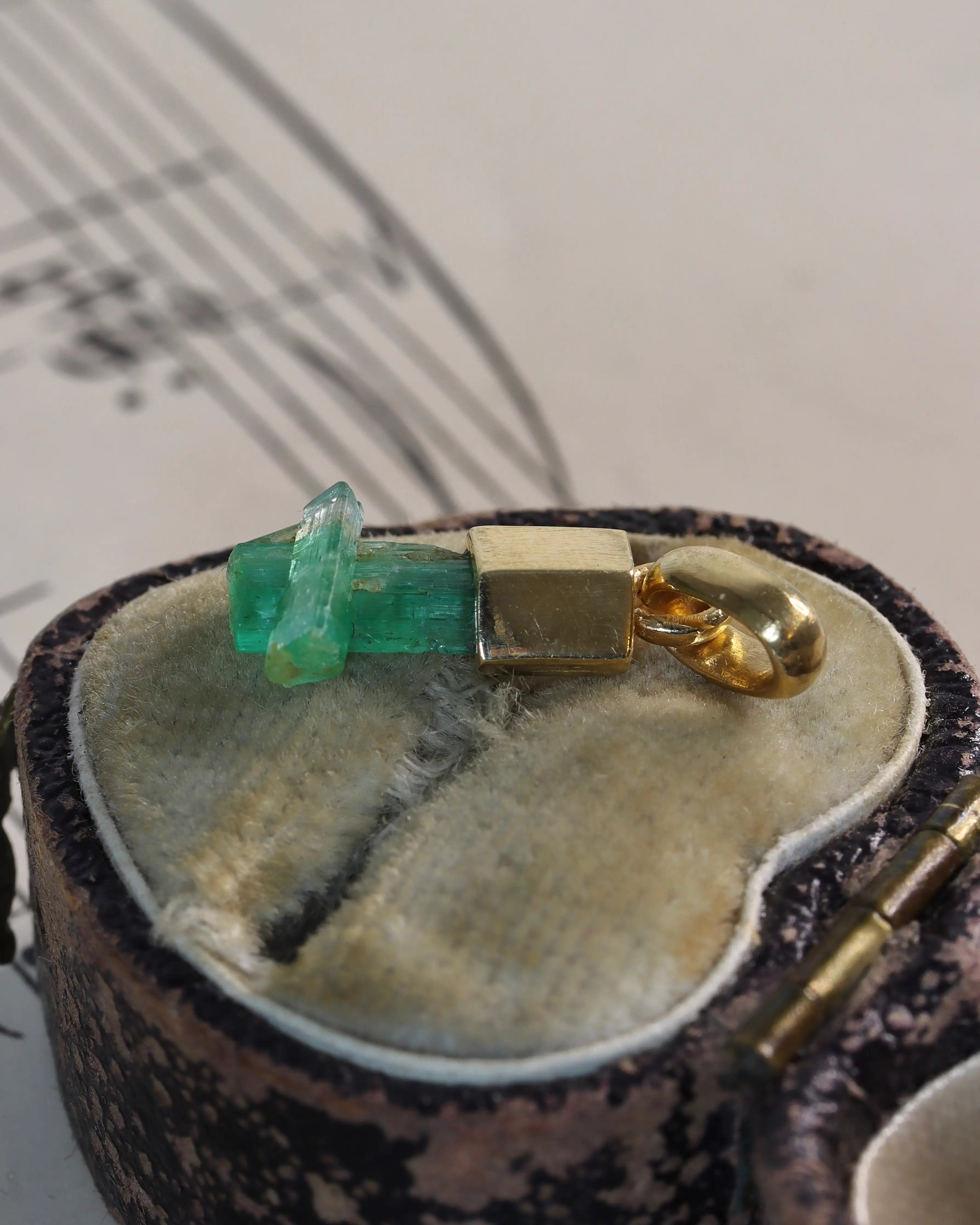 Raw Emerald Charms in 18ct Yellow Gold – Each one is unique!
