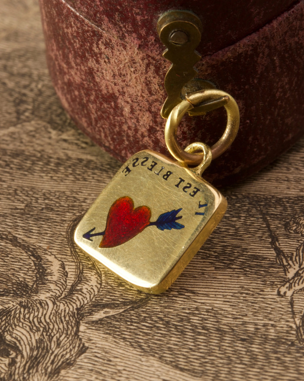 Enamelled 18ct Gold French Love Token Charm
