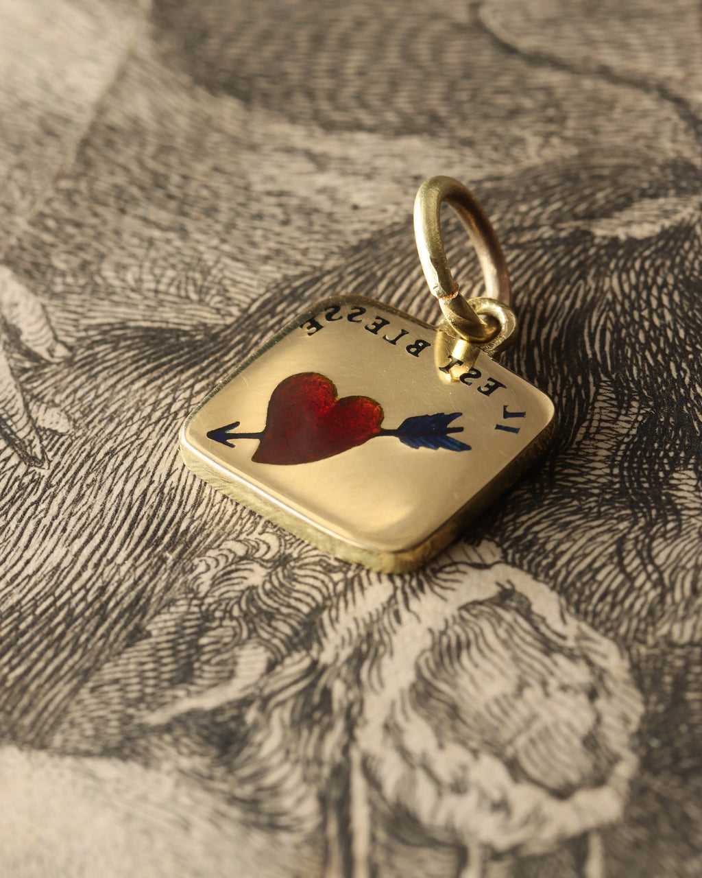 Enamelled 18ct Gold French Love Token Charm
