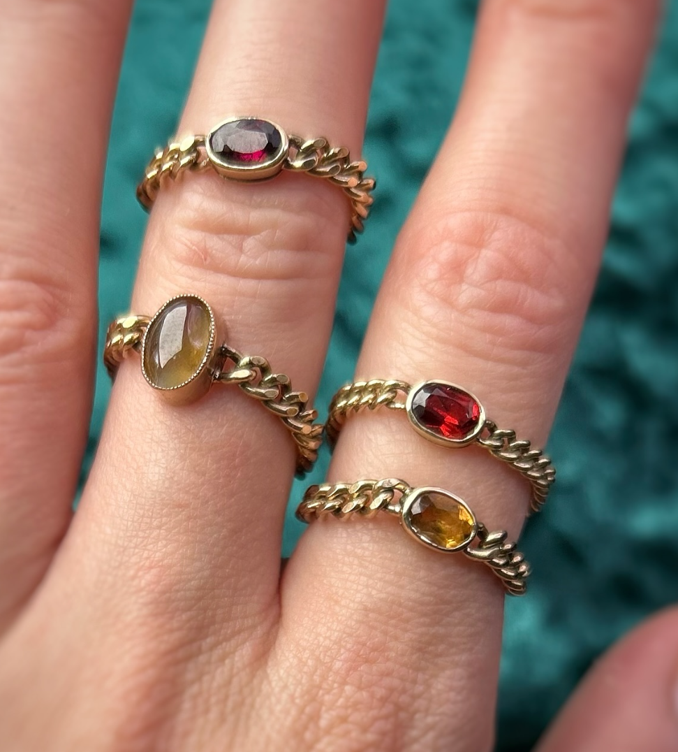 Citrine Chunky Curb Chain Ring