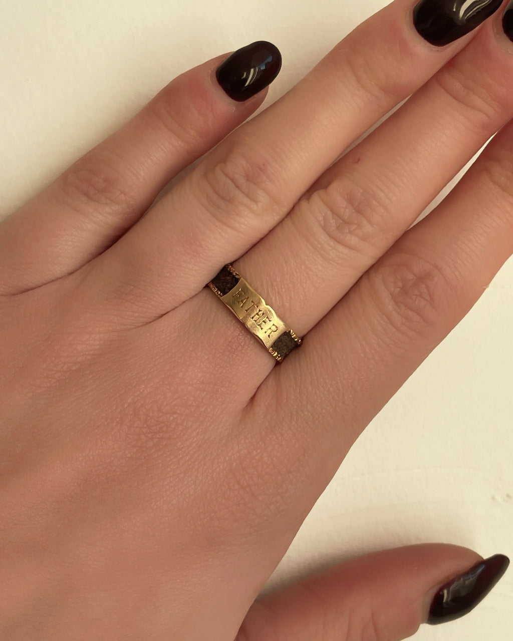 Victorian 18ct Gold Human Hair Engraved 'Father' Ring