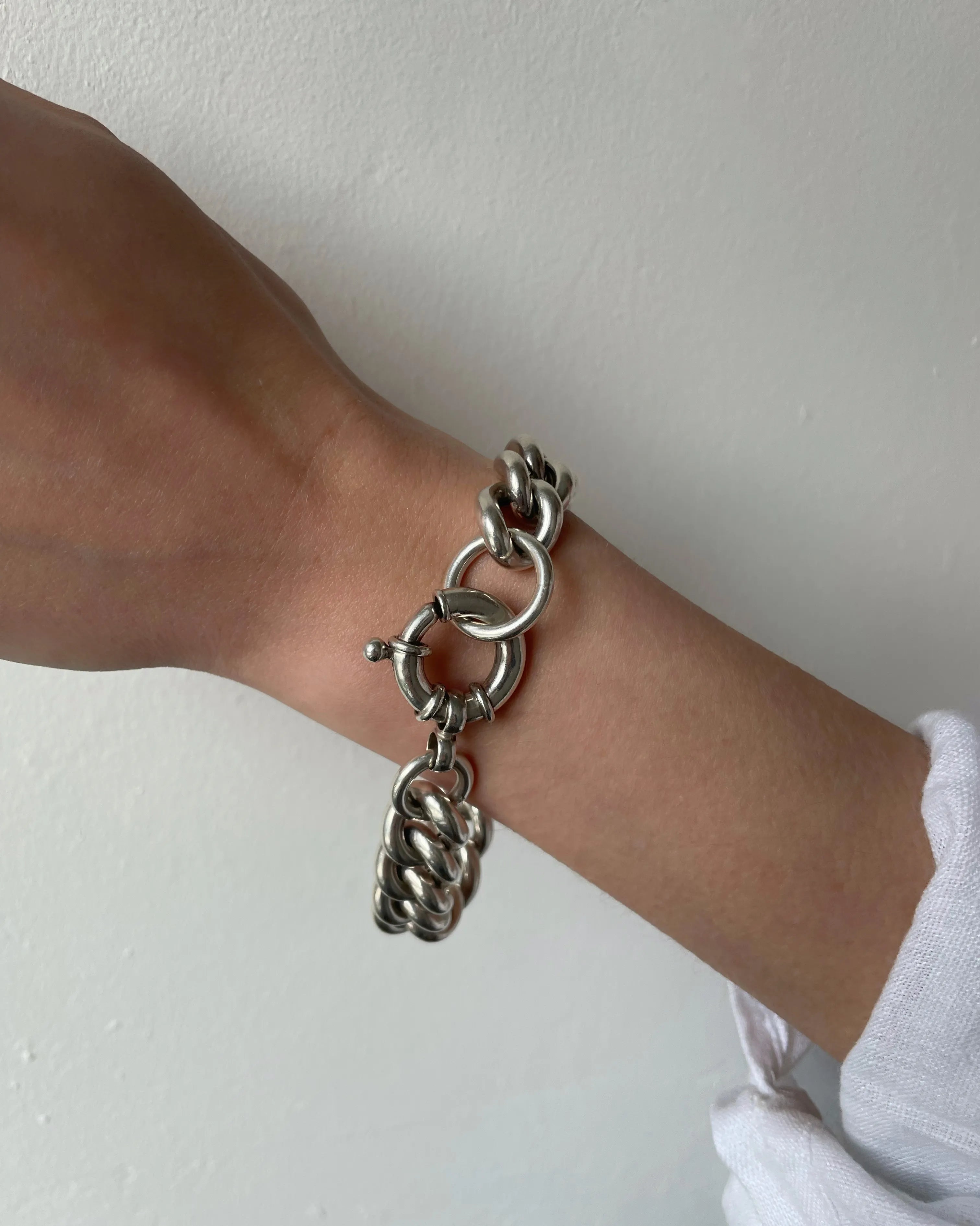 Chunky Vintage Sterling Silver Curb Link Bracelet