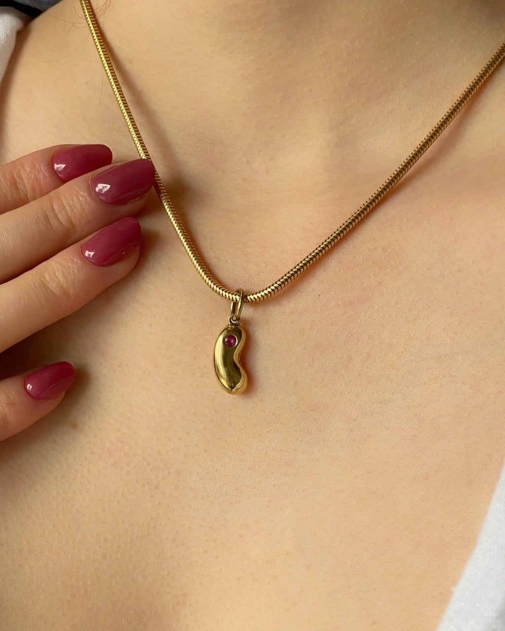 18ct Yellow Gold & Ruby Lucky Bean Charm