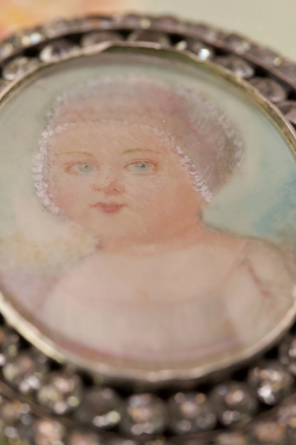 Georgian Hand-Painted Paste Baby Brooch