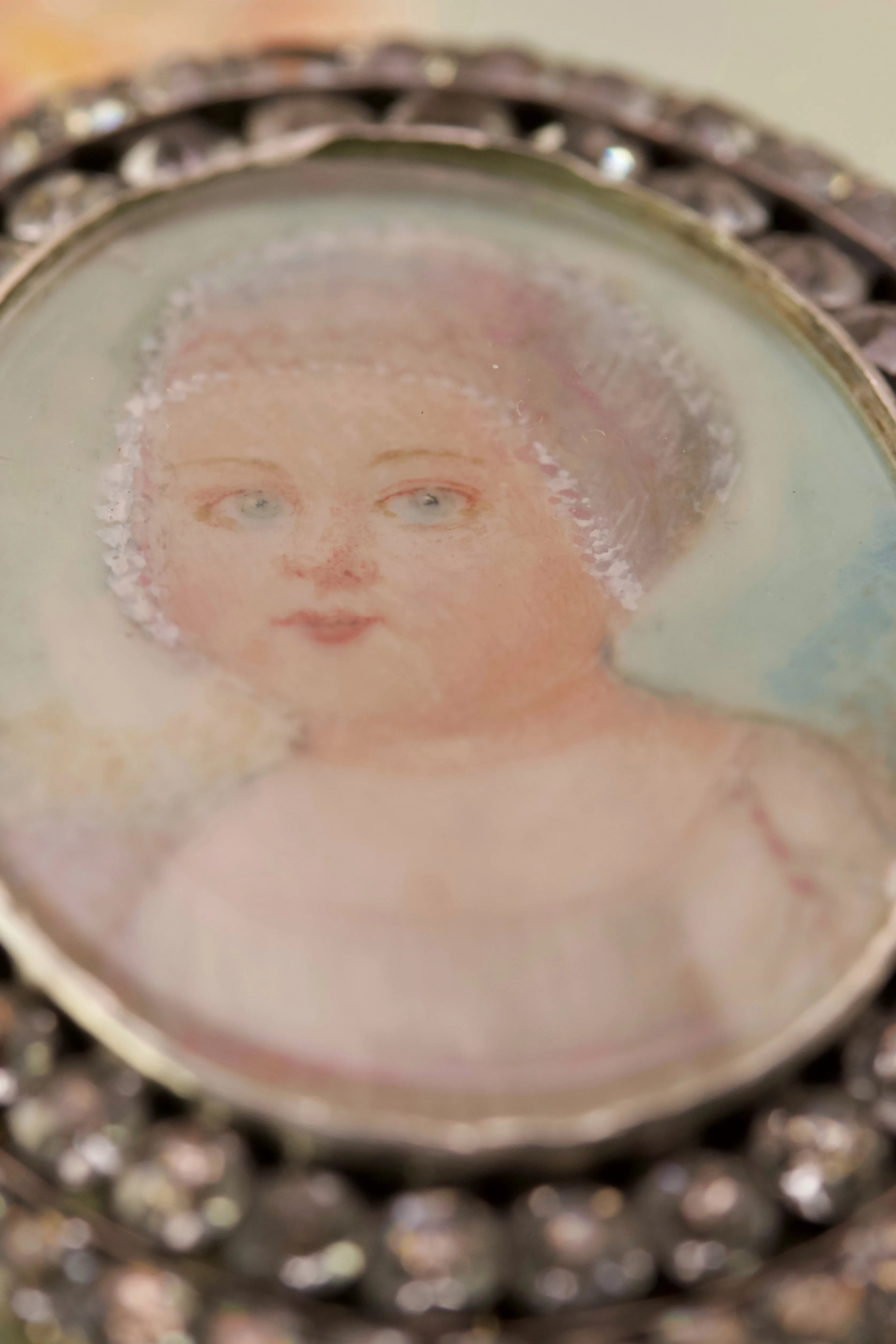 Georgian Hand-Painted Paste Baby Brooch