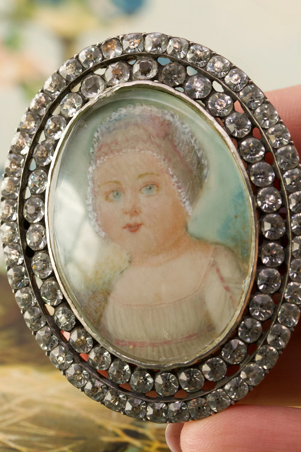 Georgian Hand-Painted Paste Baby Brooch