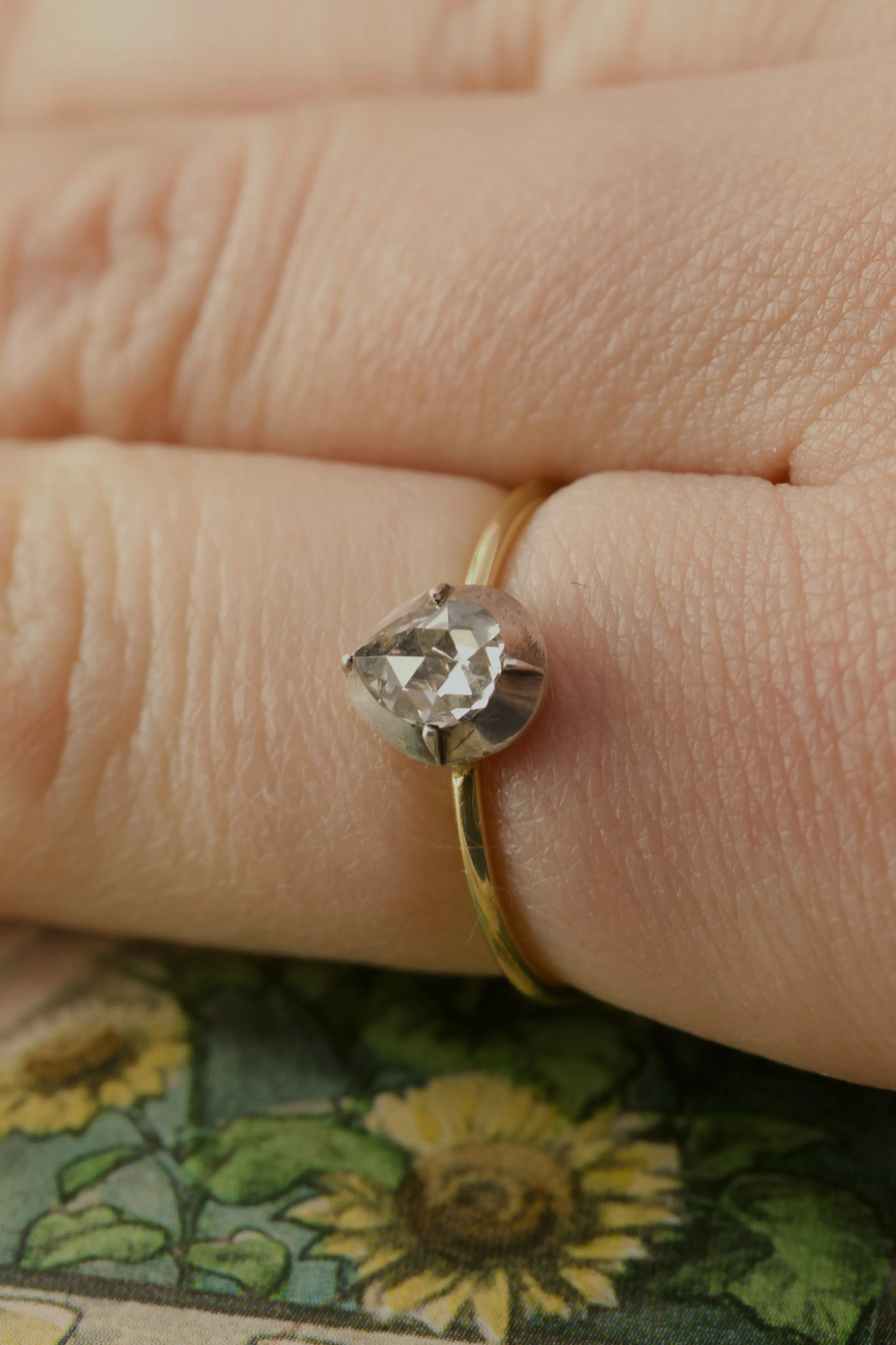 Georgian Teardrop Solitaire Diamond Ring