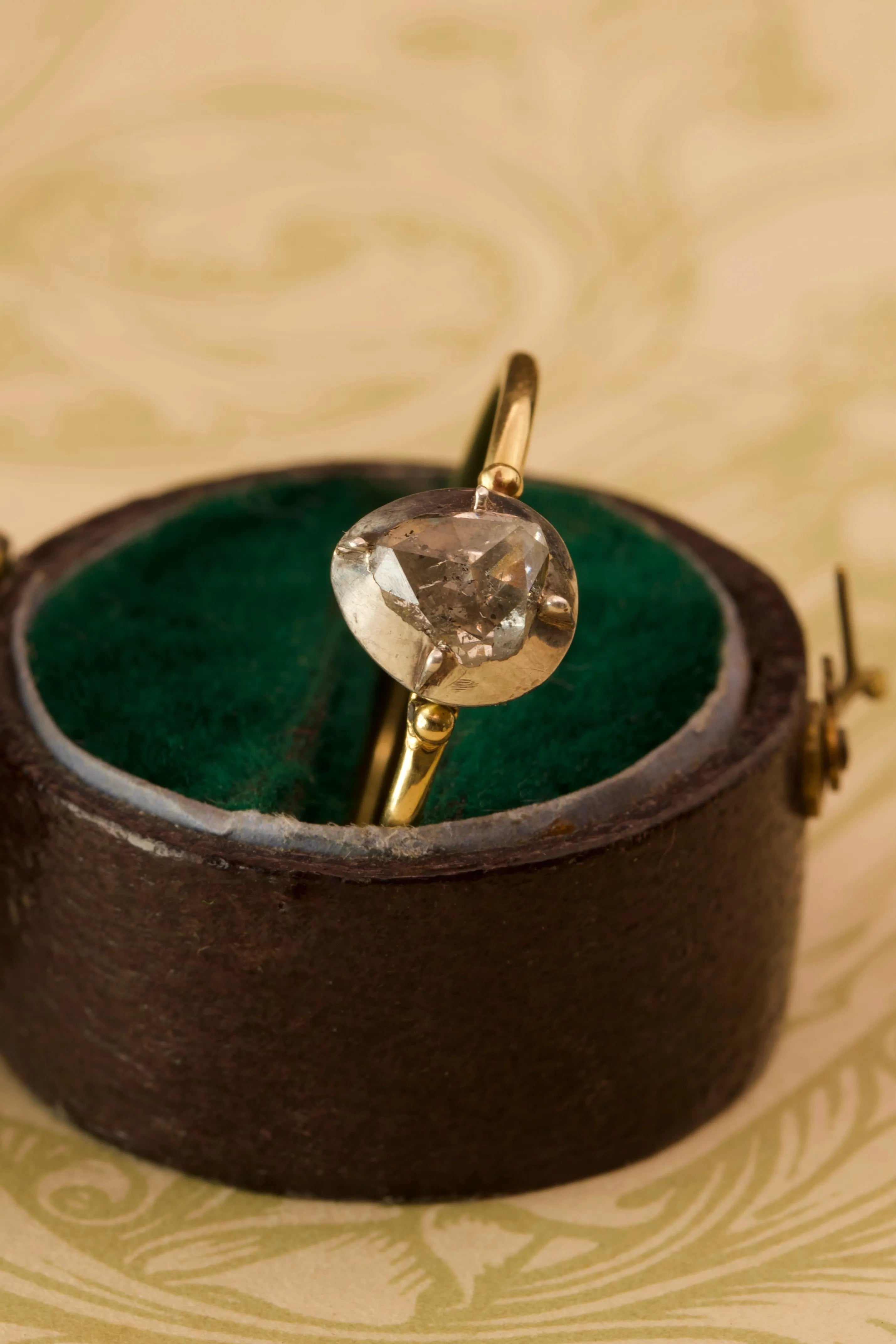 Georgian Teardrop Ball Design Solitaire Diamond Ring