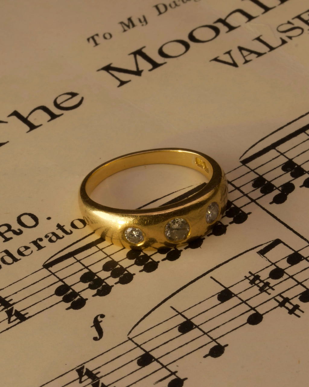 Antique Edwardian 18ct Gold Diamond Rubover Ring