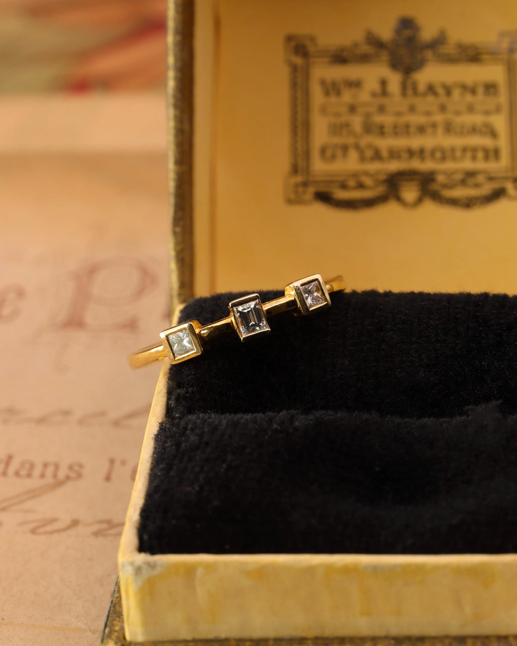 9ct Yellow Gold Three Diamond Stacker Ring