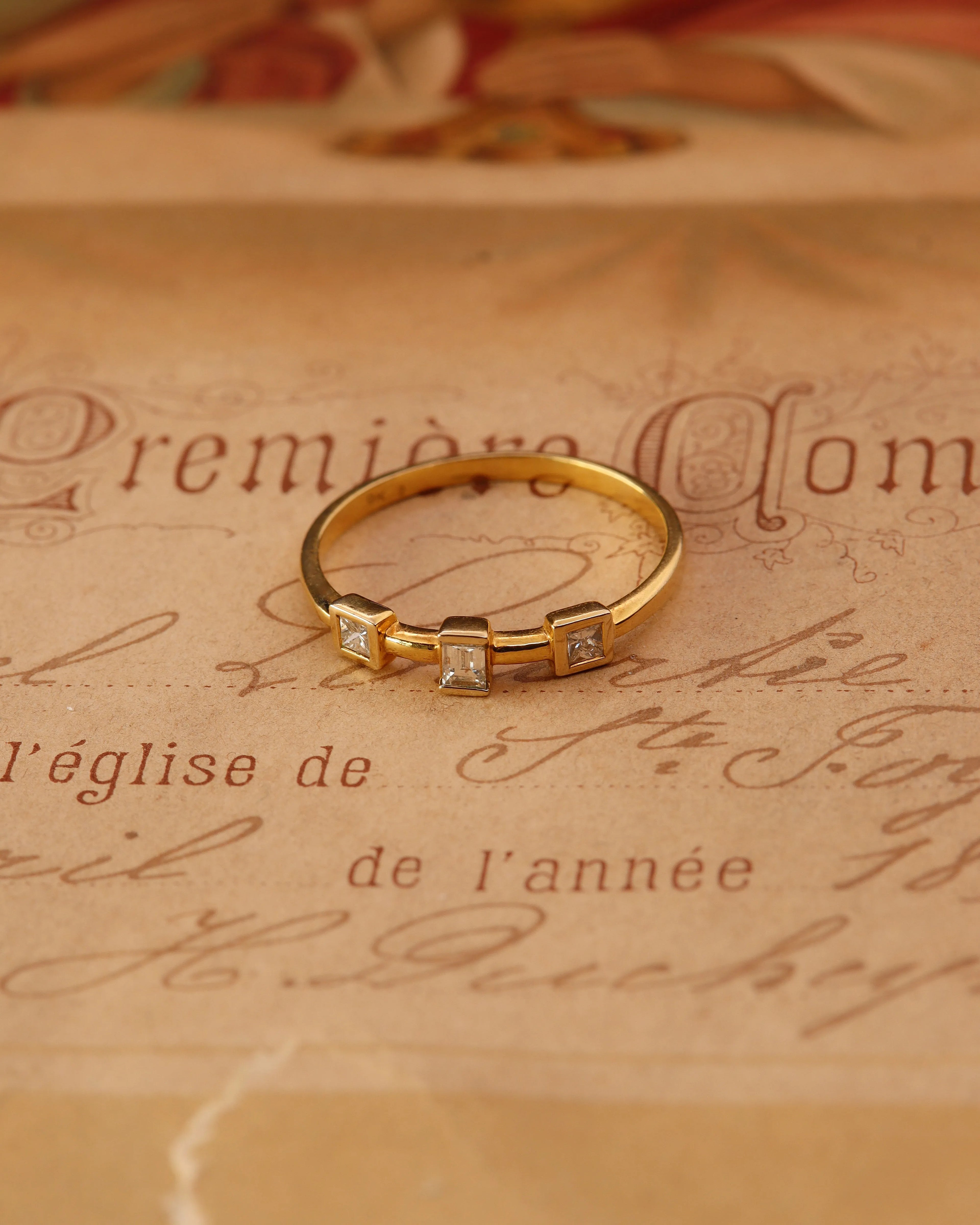 9ct Yellow Gold Three Diamond Stacker Ring