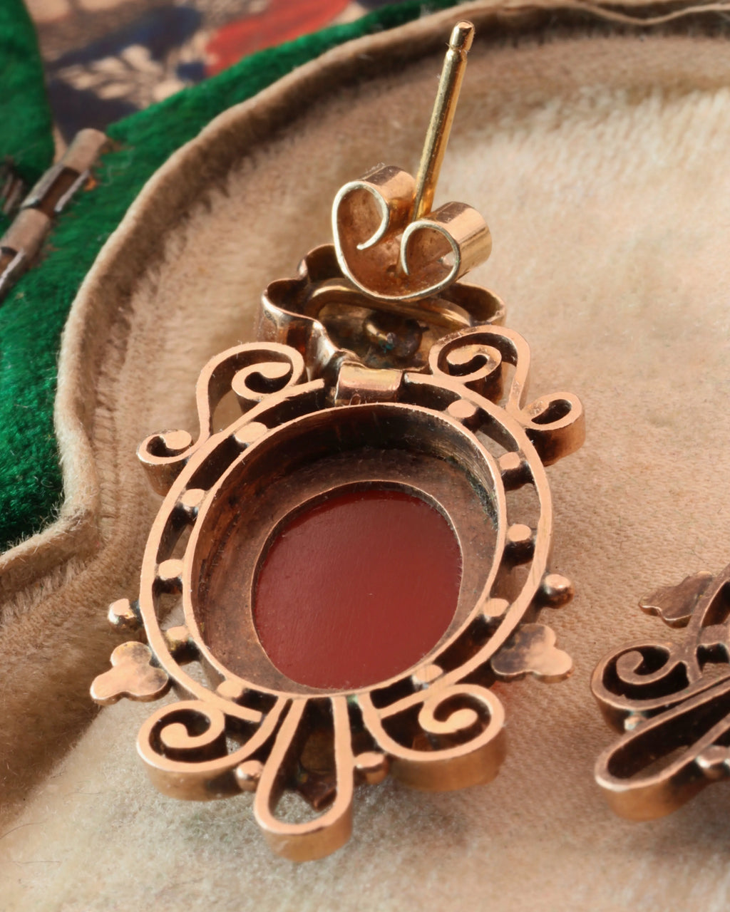 Victorian Neoclassical Carnelian Cameo Earrings