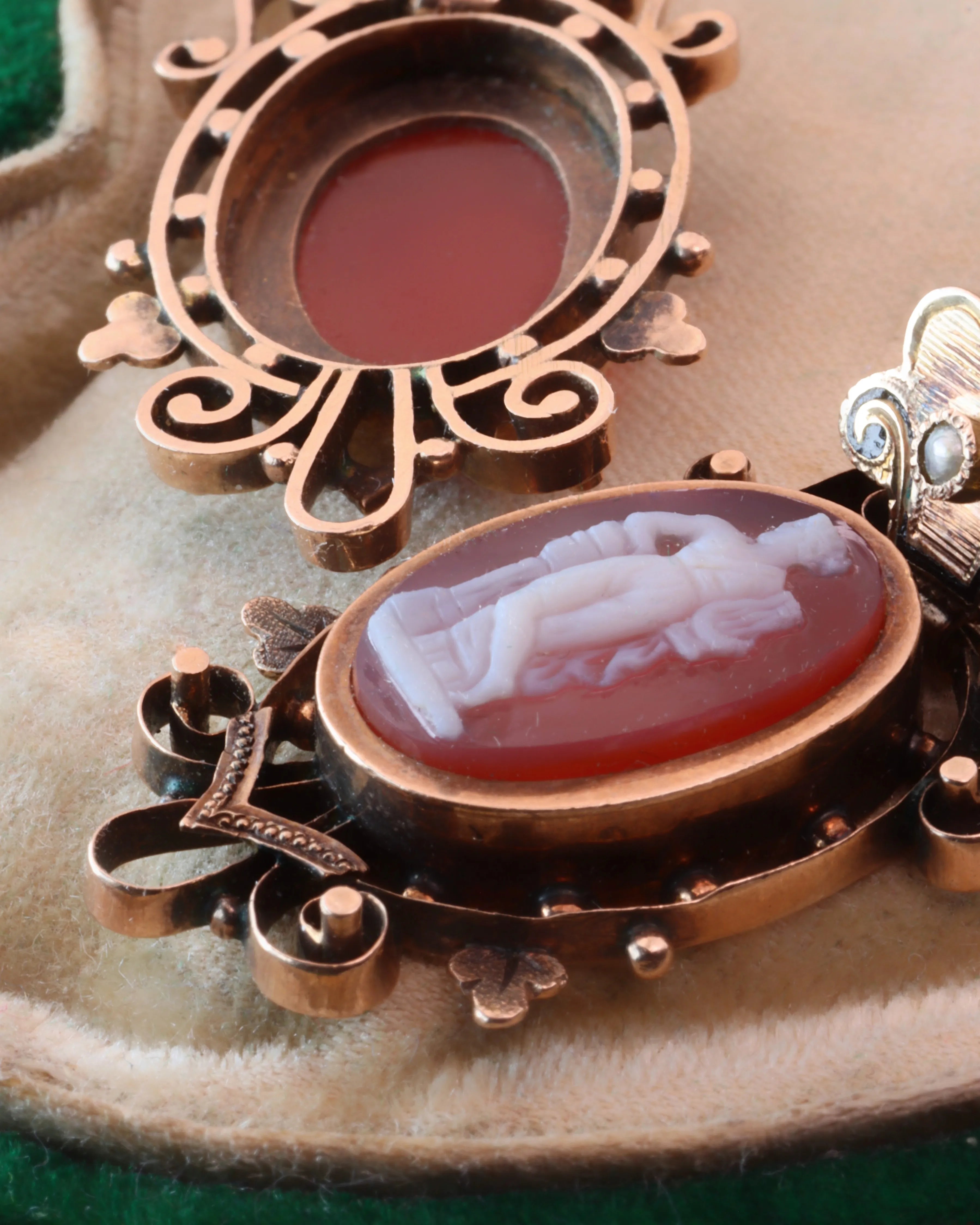Victorian Neoclassical Carnelian Cameo Earrings