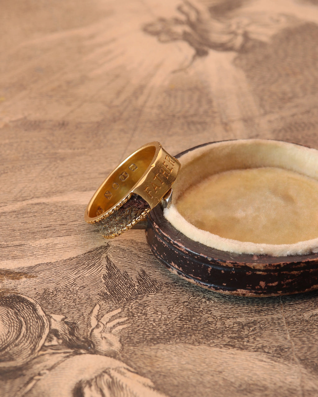 Victorian 18ct Gold Human Hair Engraved 'Father' Ring