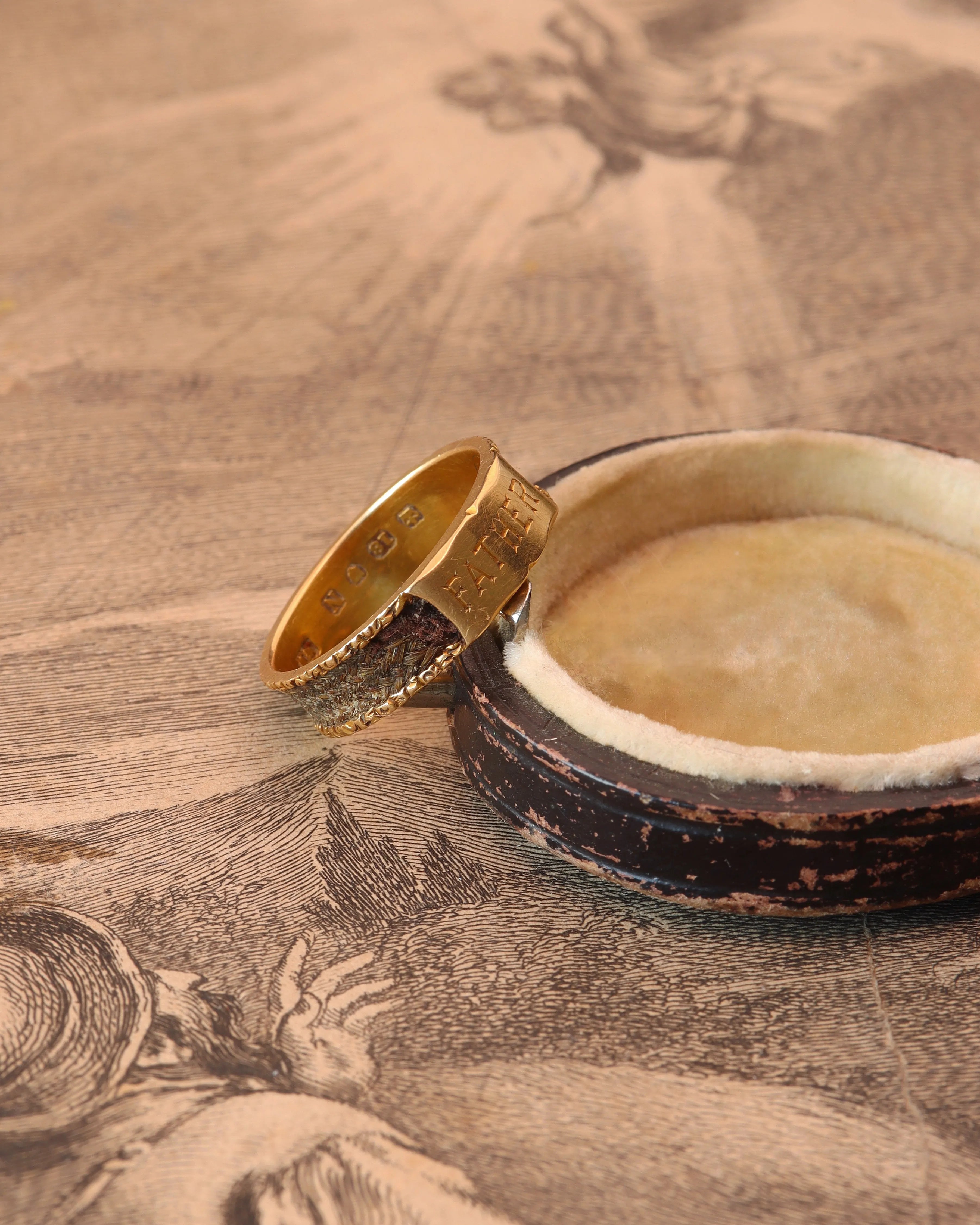 Victorian 18ct Gold Human Hair Engraved 'Father' Ring