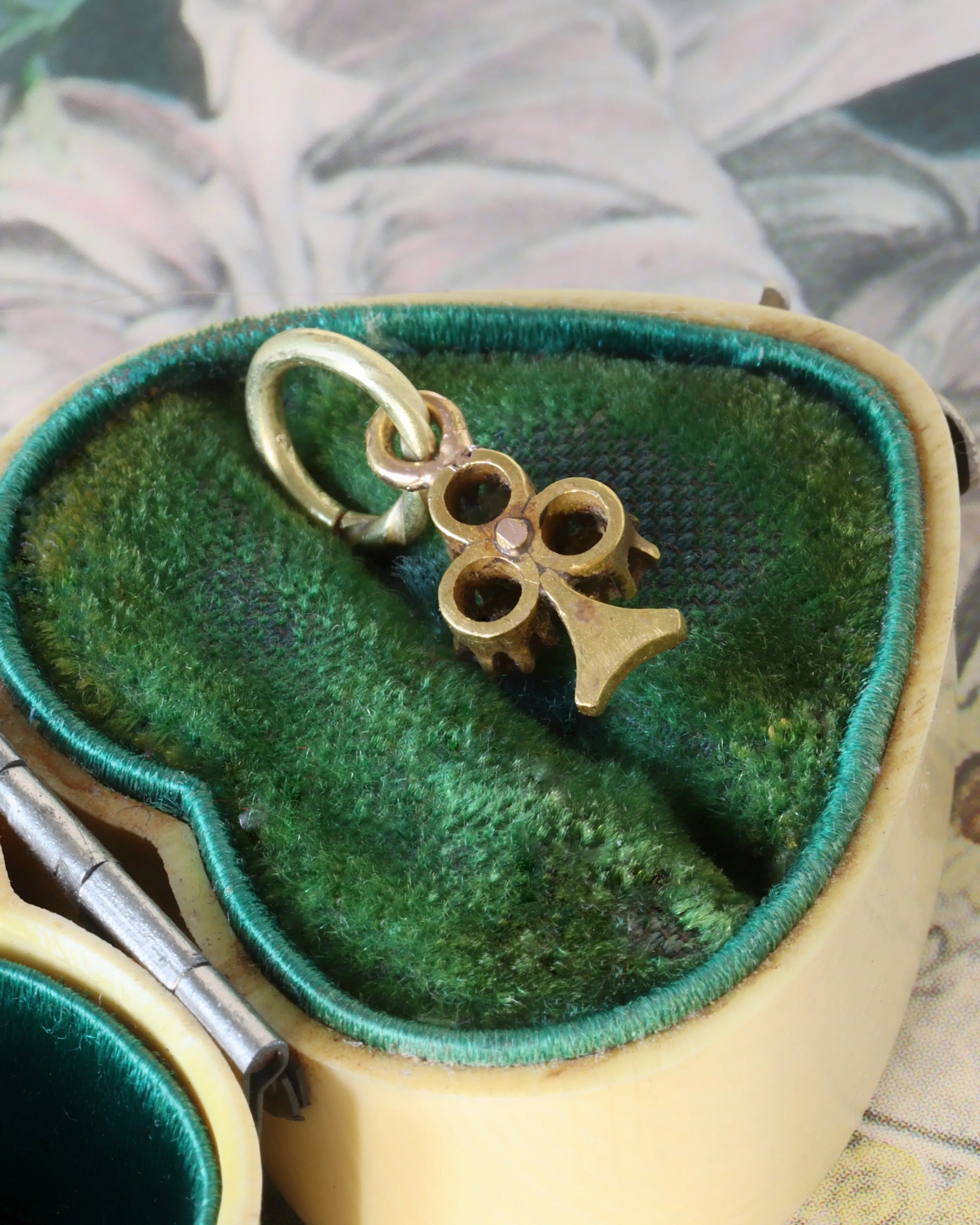 Victorian 18ct Gold Seed Pearl Trefoil Charm