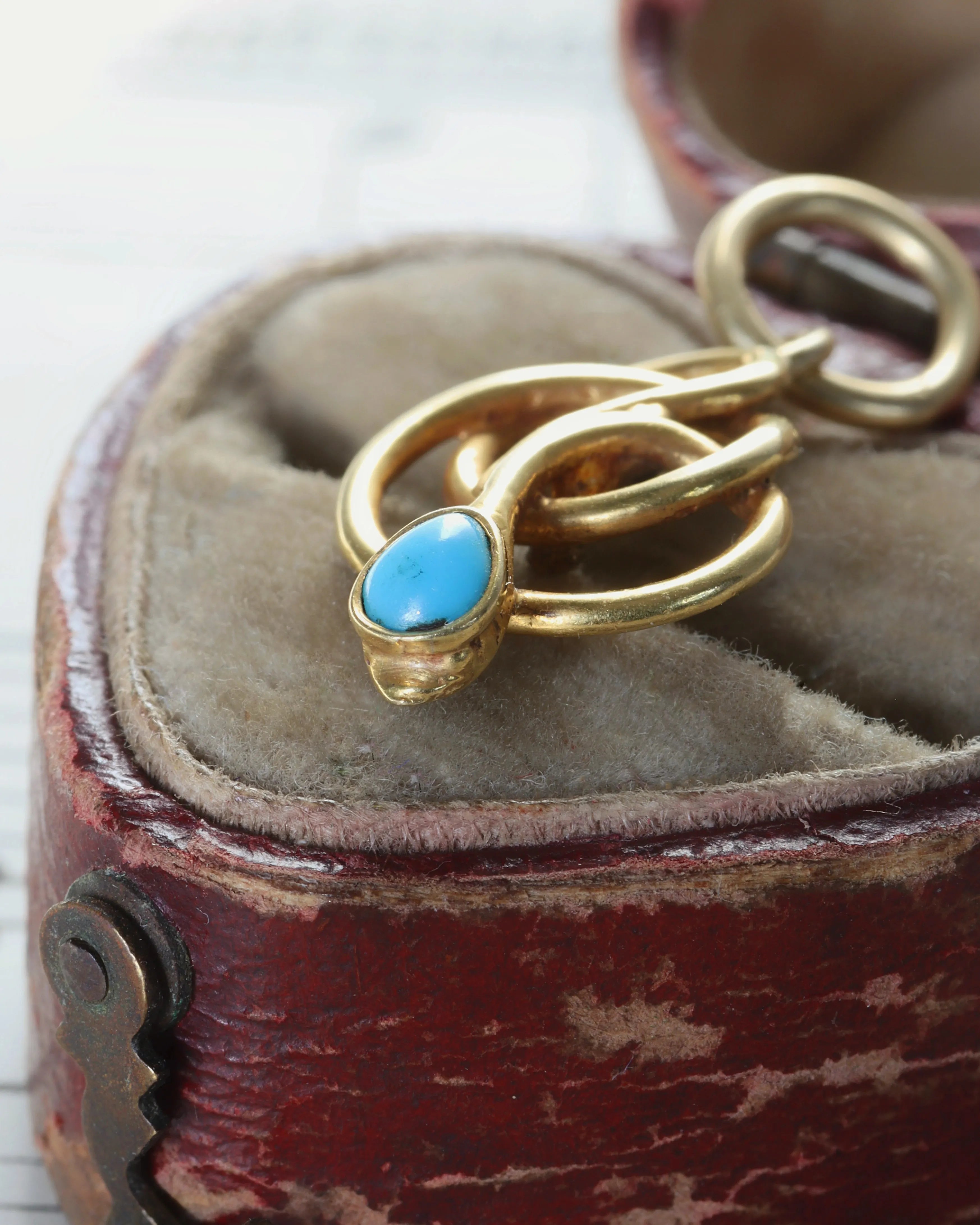 Antique Victorian 18ct Gold Turquoise Snake Charm