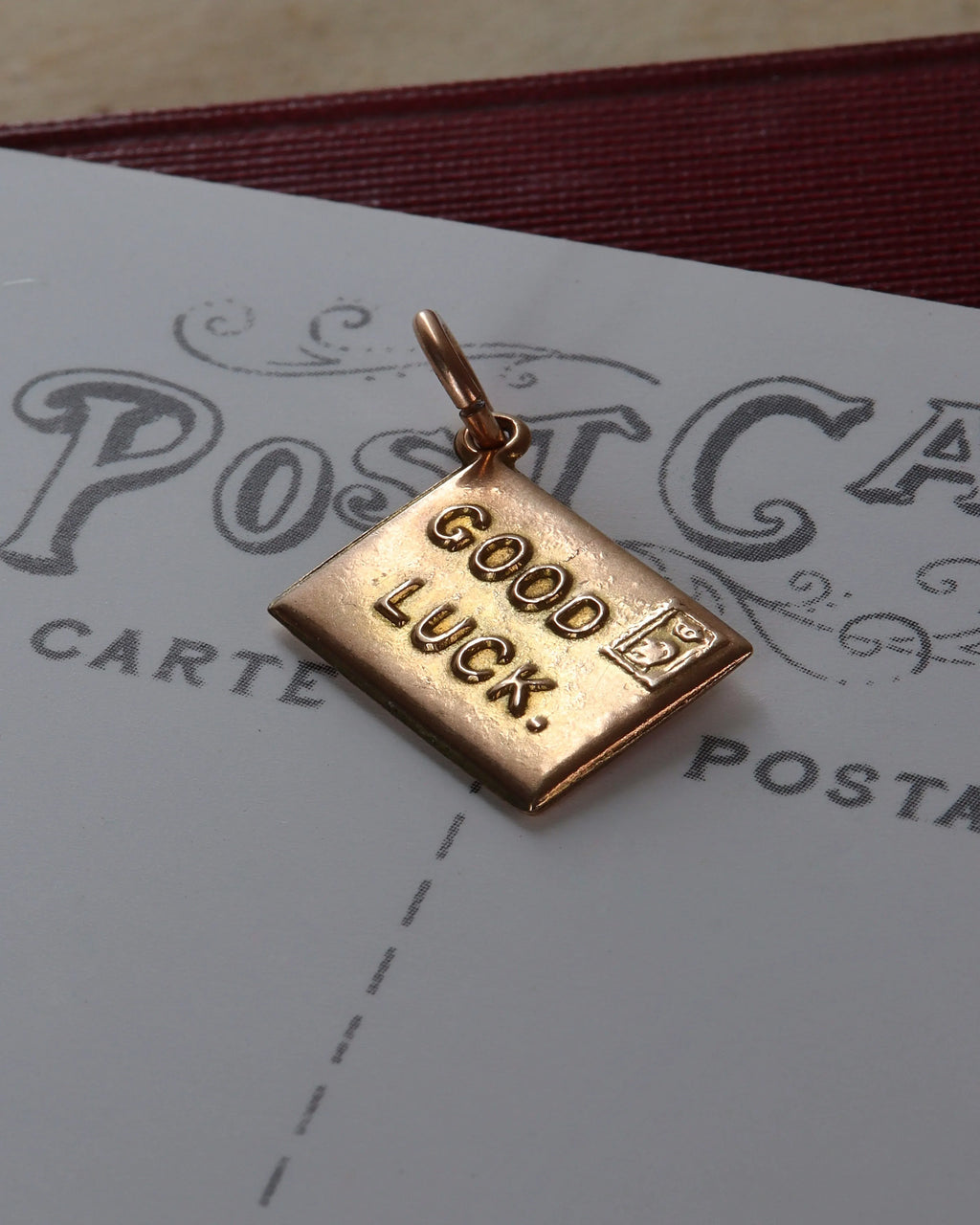 Edwardian 9ct Gold 'Good Luck' Envelope Charm