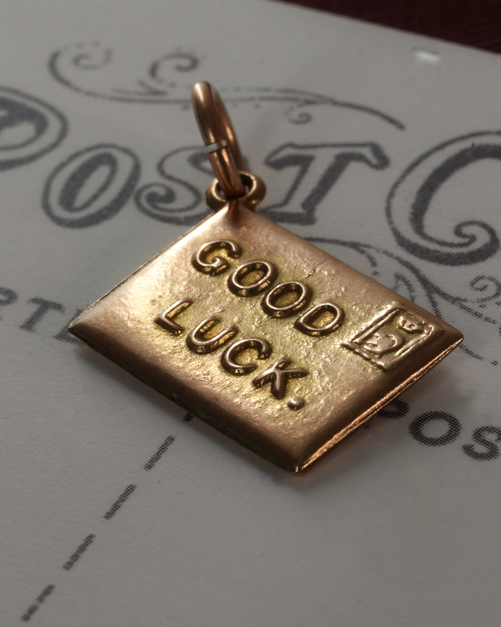 Edwardian 9ct Gold 'Good Luck' Envelope Charm