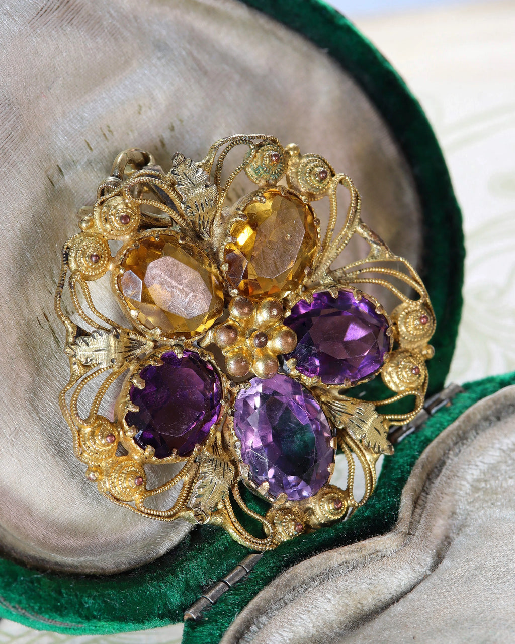 Early Victorian Cannetille Pansy Paste Charm