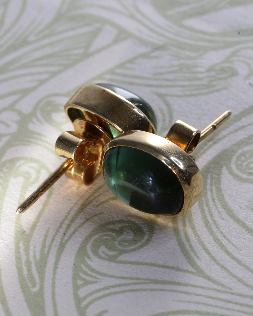 18ct Gold Leafy Green Tourmaline Studs