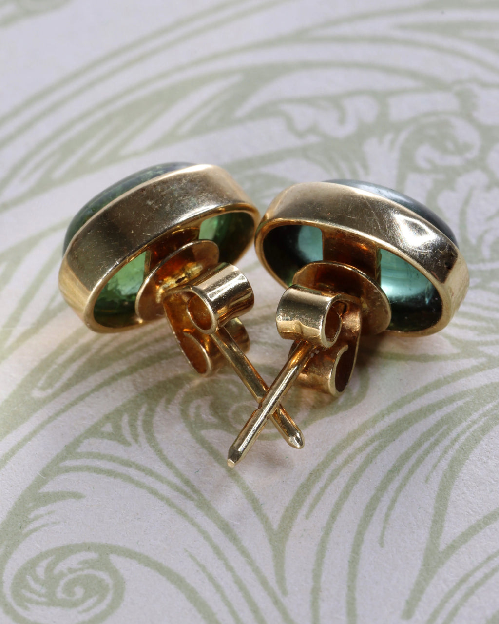 18ct Gold Leafy Green Tourmaline Studs