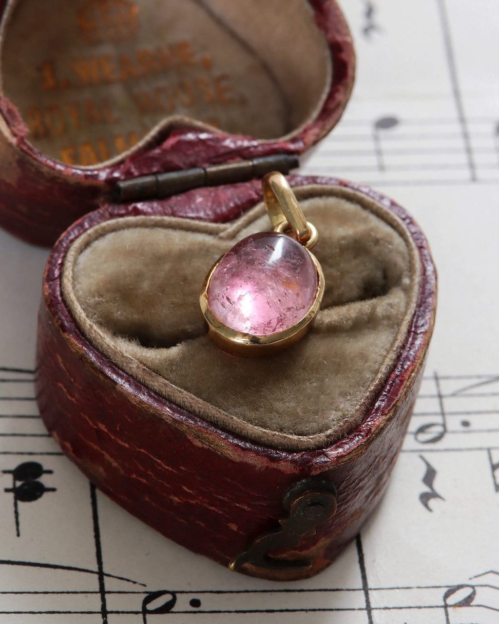 Contemporary 18ct Gold & Pink Cabochon Tourmaline Charm