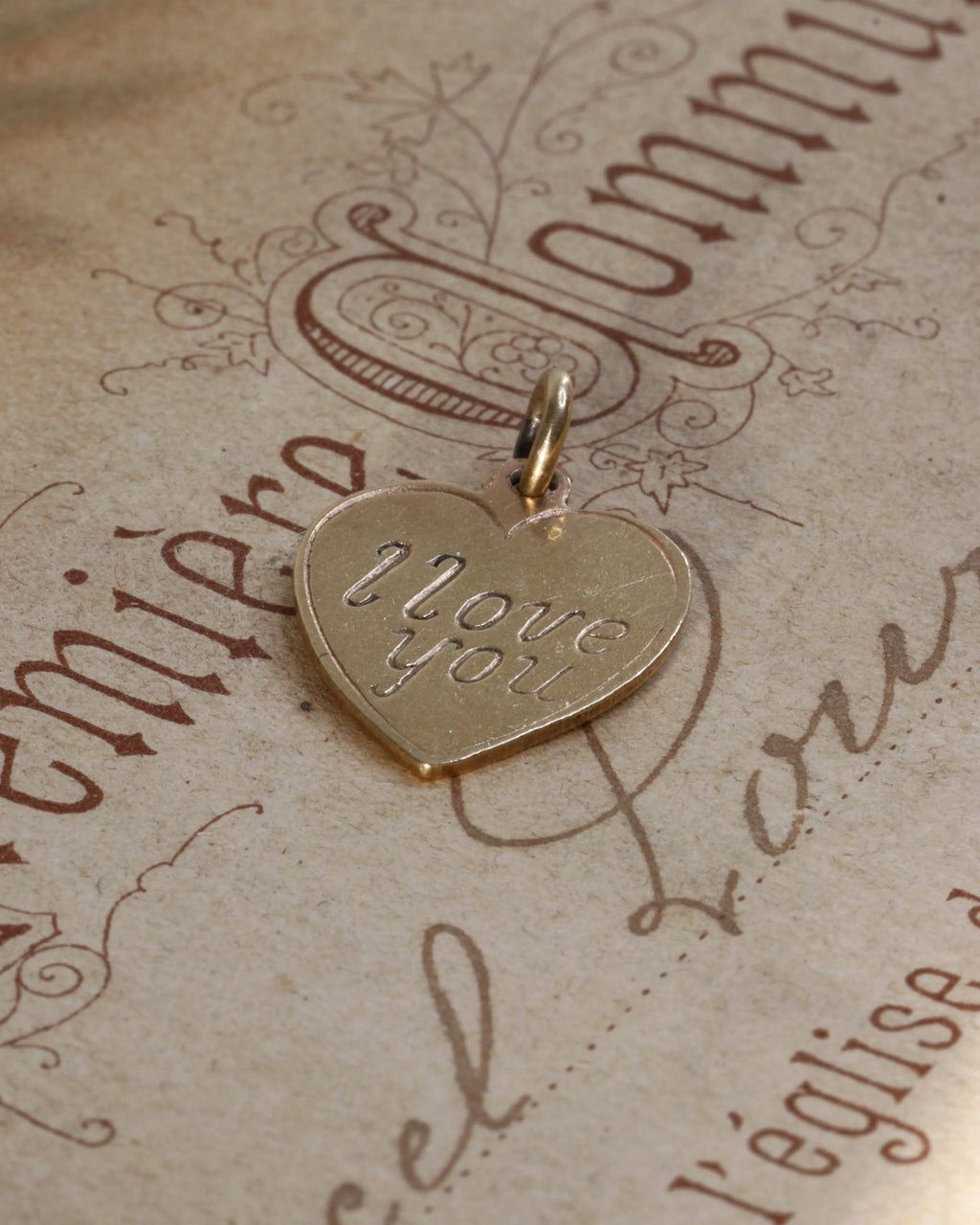 Vintage 9ct Gold 'I Love You' Heart Charm