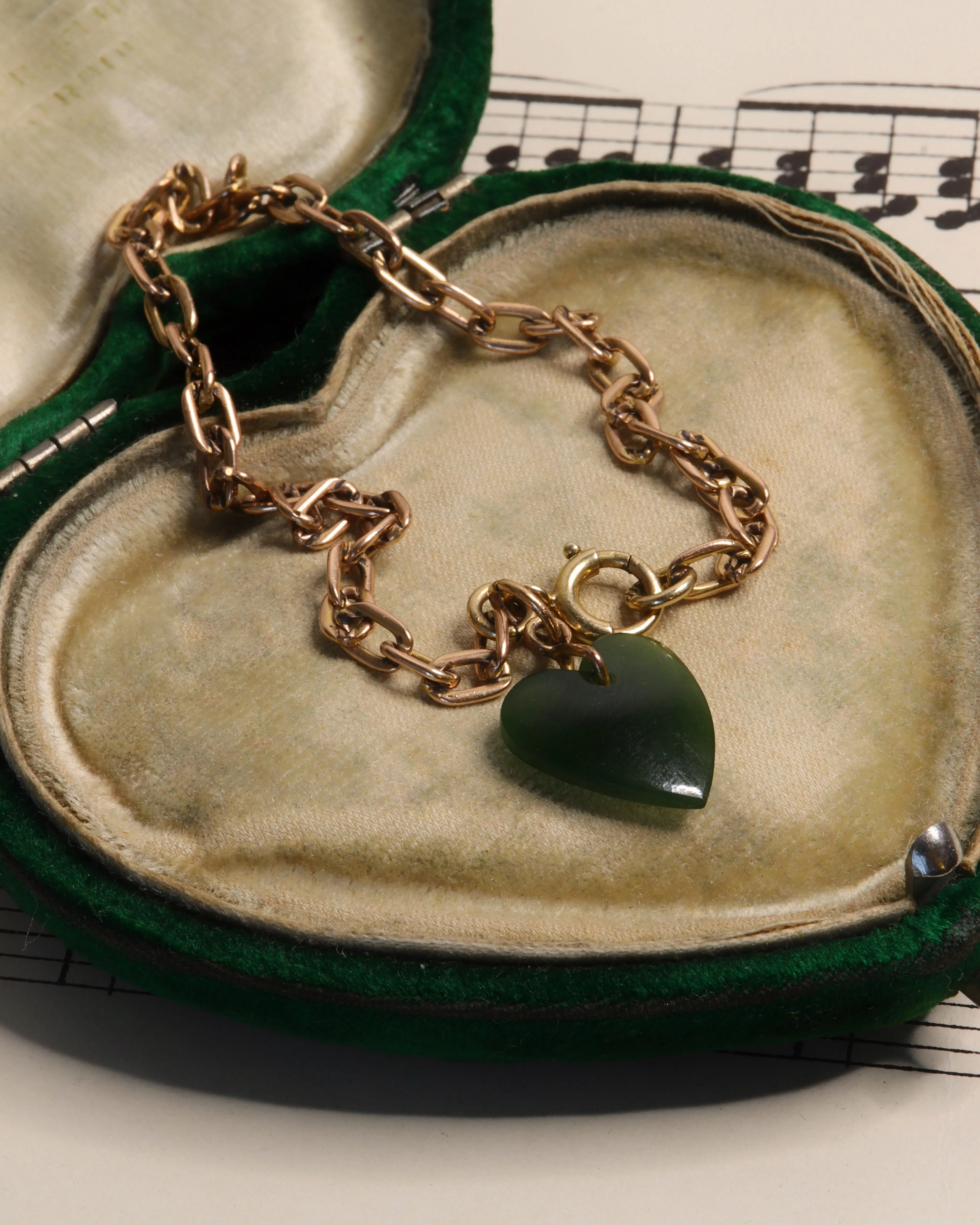 Antique Edwardian Nephrite Heart Bracelet