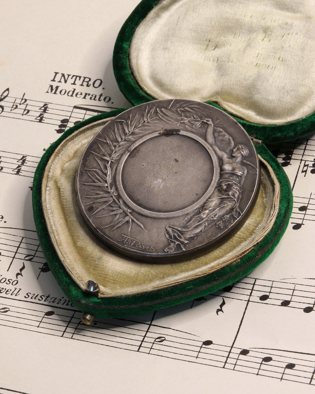 Victorian Silver-Plated Bronze Objet de Vertu Medal by Louis Bottee