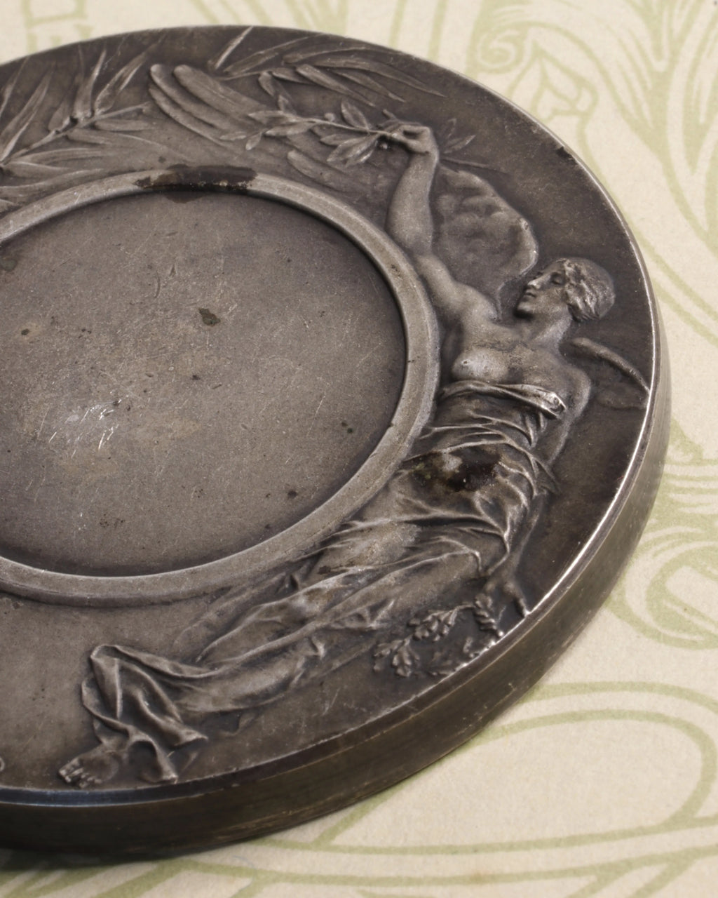 Victorian Silver-Plated Bronze Objet de Vertu Medal by Louis Bottee
