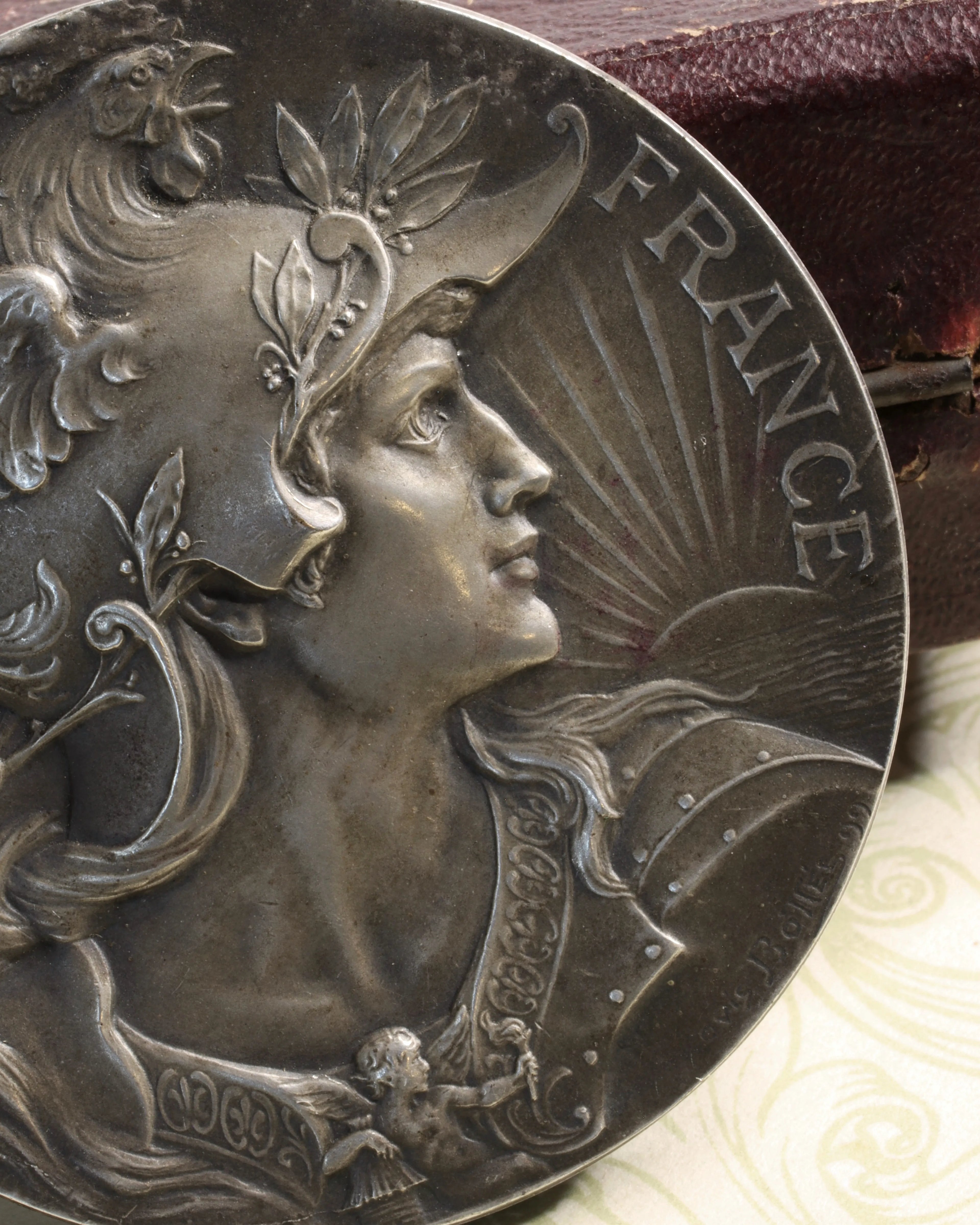 Victorian Silver-Plated Bronze Objet de Vertu Medal by Louis Bottee