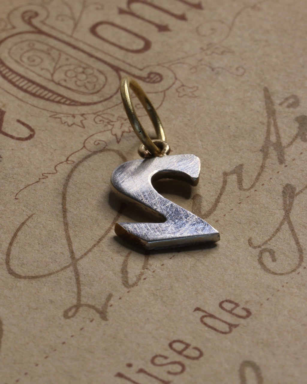 Antique Engraved 10ct White Gold Number 2 Charm