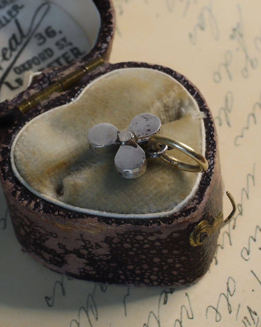 Two Victorian Silver & Malachite Lucky Clover Charms