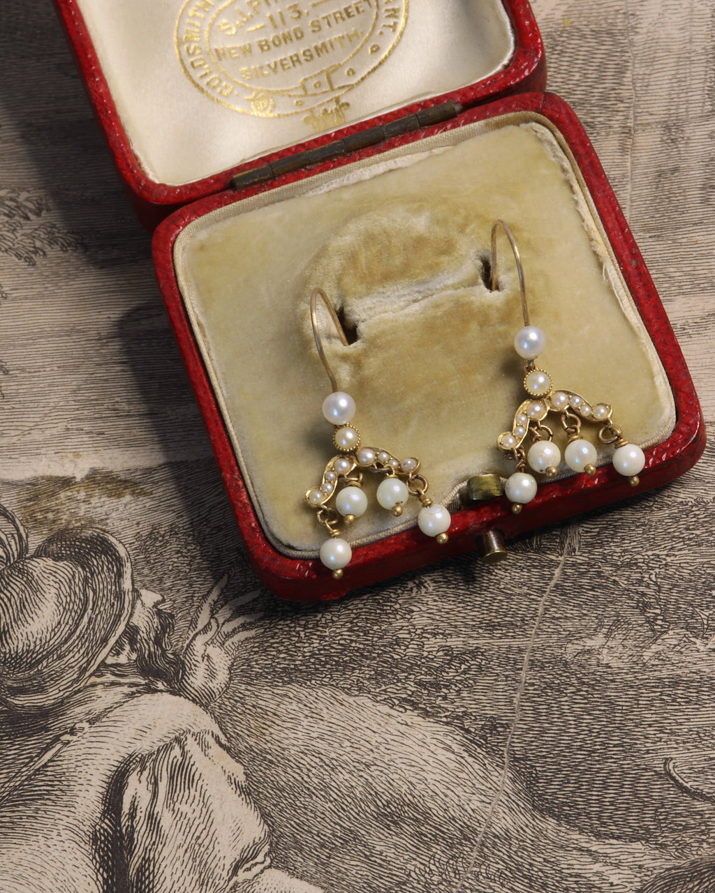 Antique 9ct Gold Pearl Chandelier Earrings