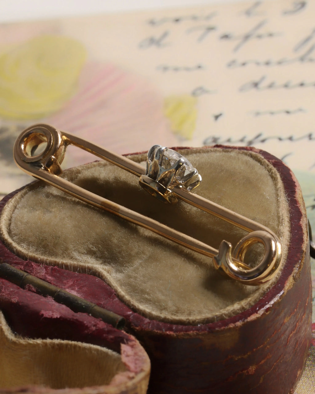 Edwardian 14ct Gold & Old-Cut Diamond Pin