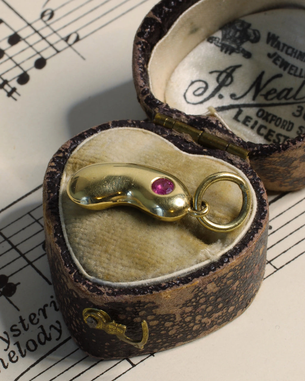 18ct Yellow Gold & Ruby Lucky Bean Charm