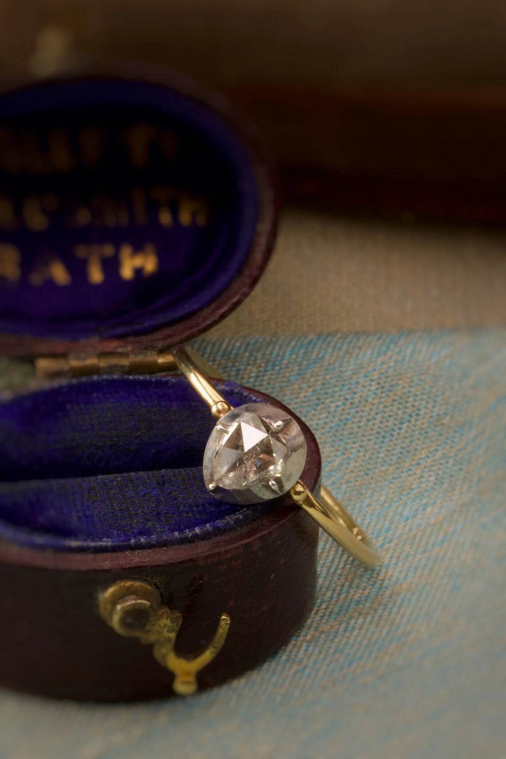 Georgian Teardrop Ball Design Solitaire Diamond Ring