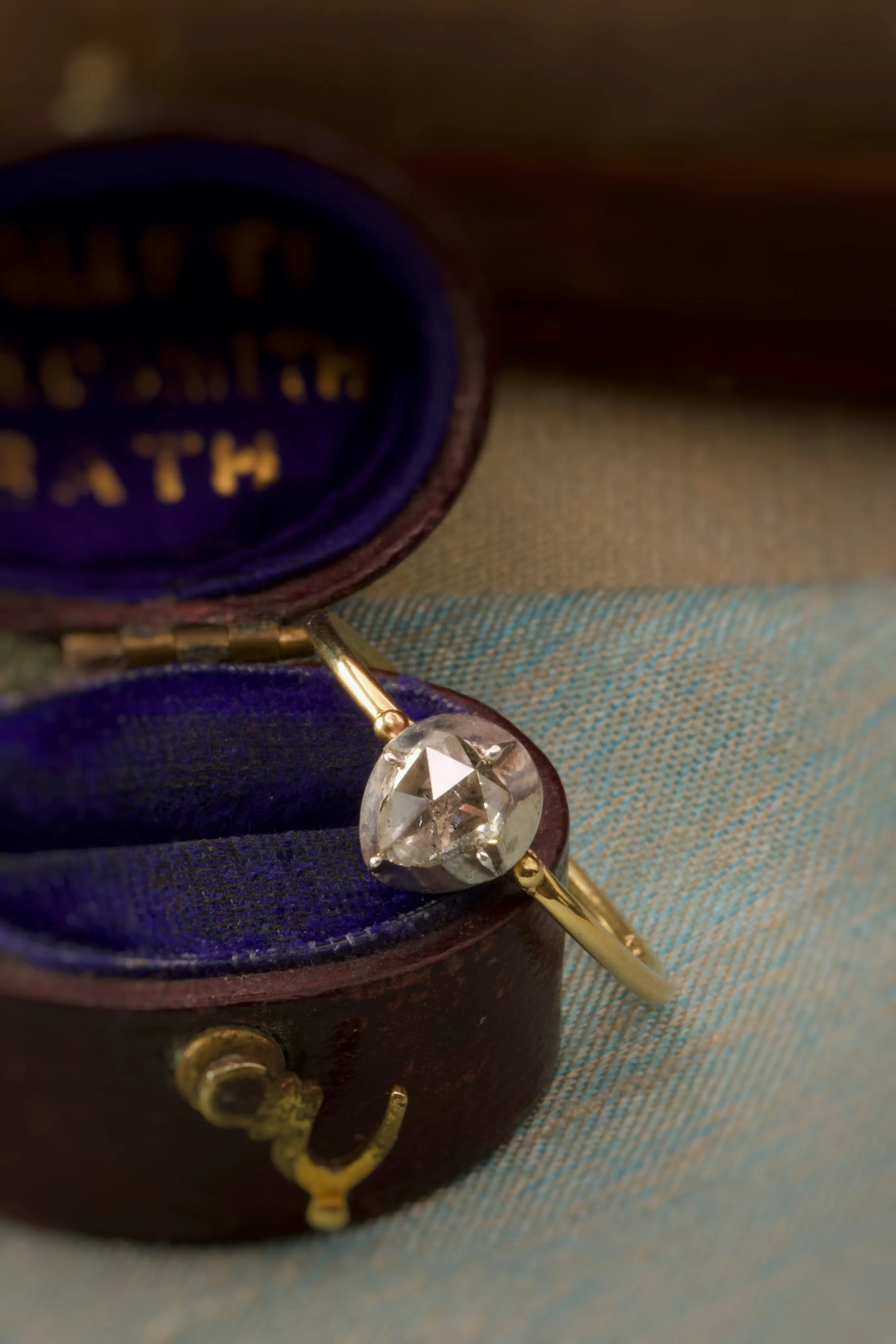 Georgian Teardrop Ball Design Solitaire Diamond Ring