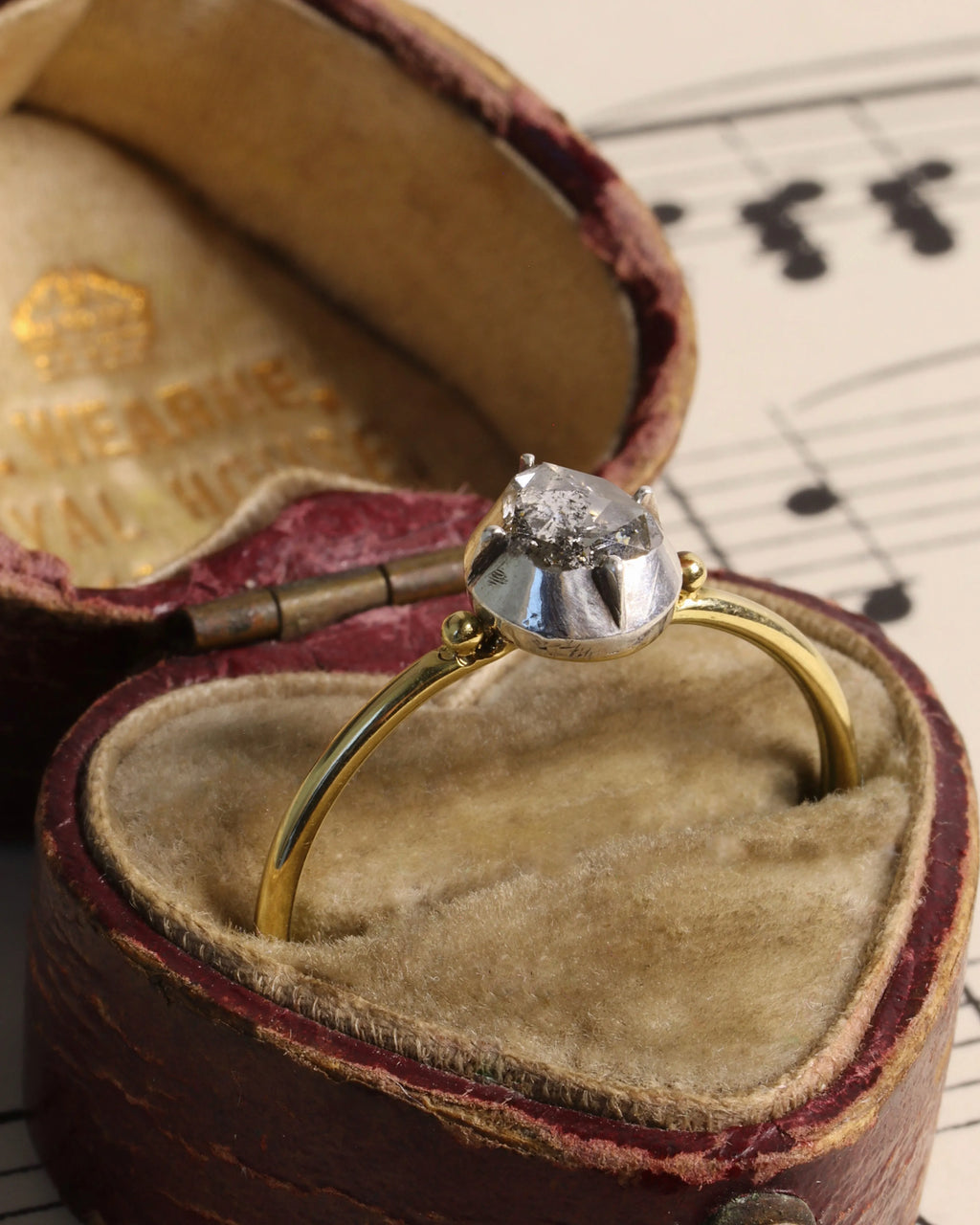 Georgian Teardrop Ball Design Solitaire Diamond Ring