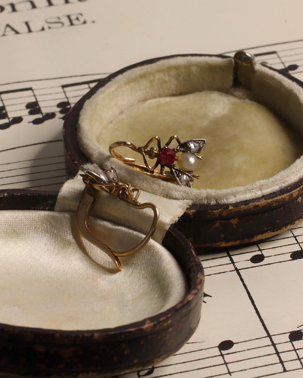 Victorian 18ct Rose Gold Jewelled Insect Earrings