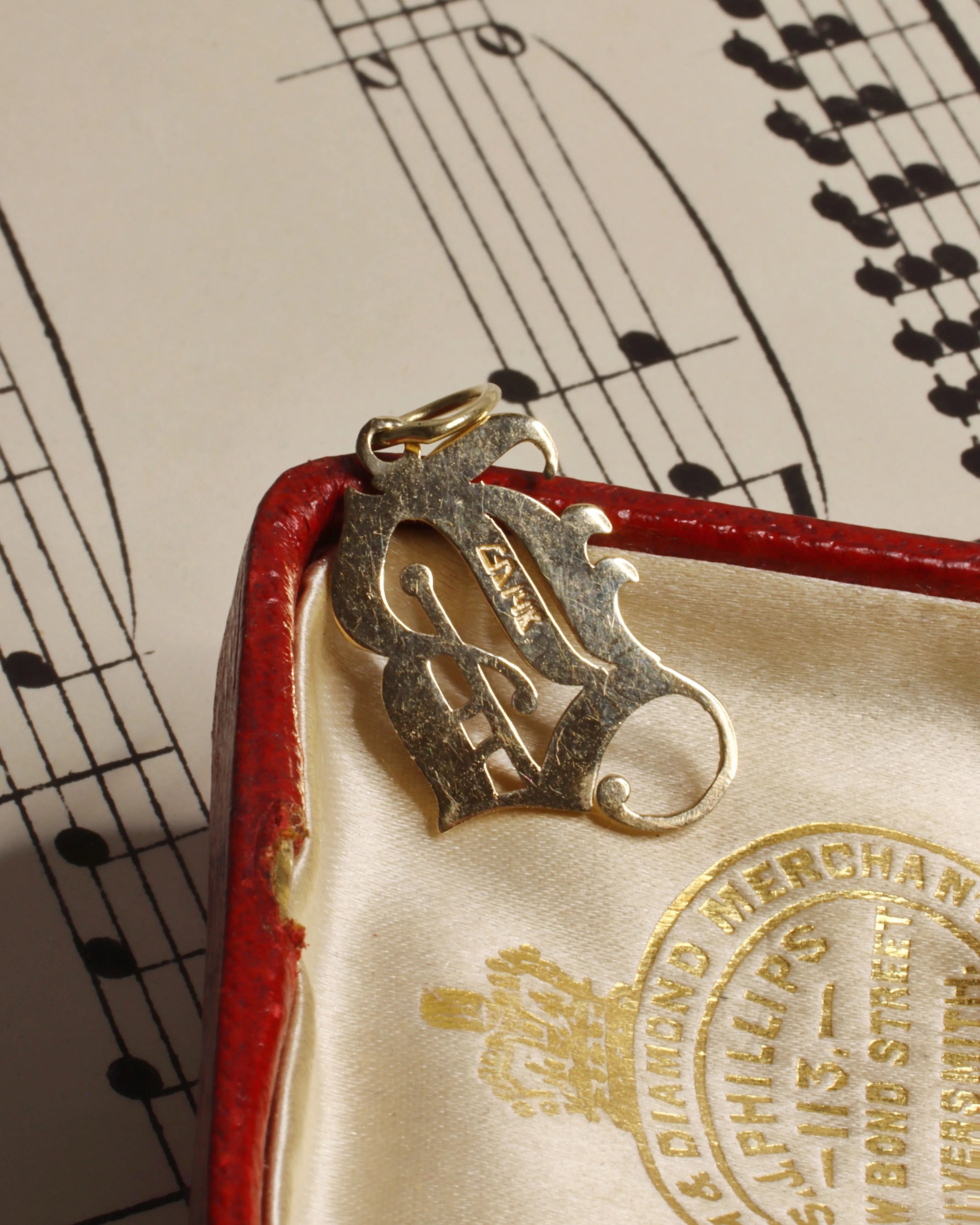 Gothic Initial ‘B’ Gold Enamel Charm