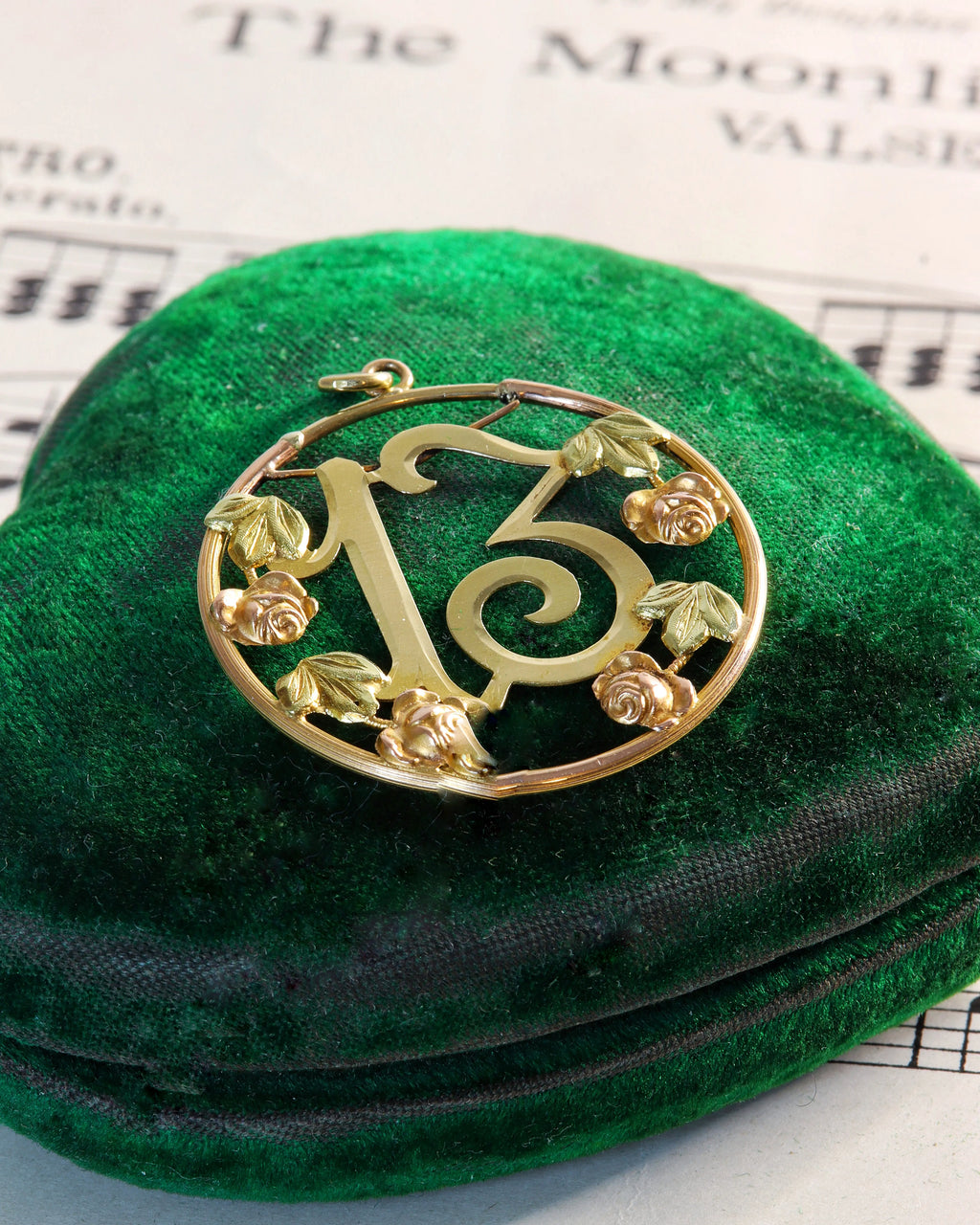 Antique Tri-Coloured 18ct Gold Lucky 13 Pendant