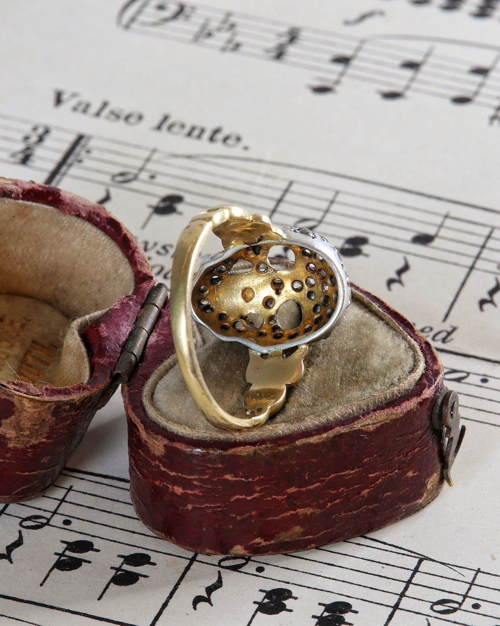 RESERVED Memento Mori Rose Cut Diamond Encrusted Skull Ring in Silver & 15ct Gold
