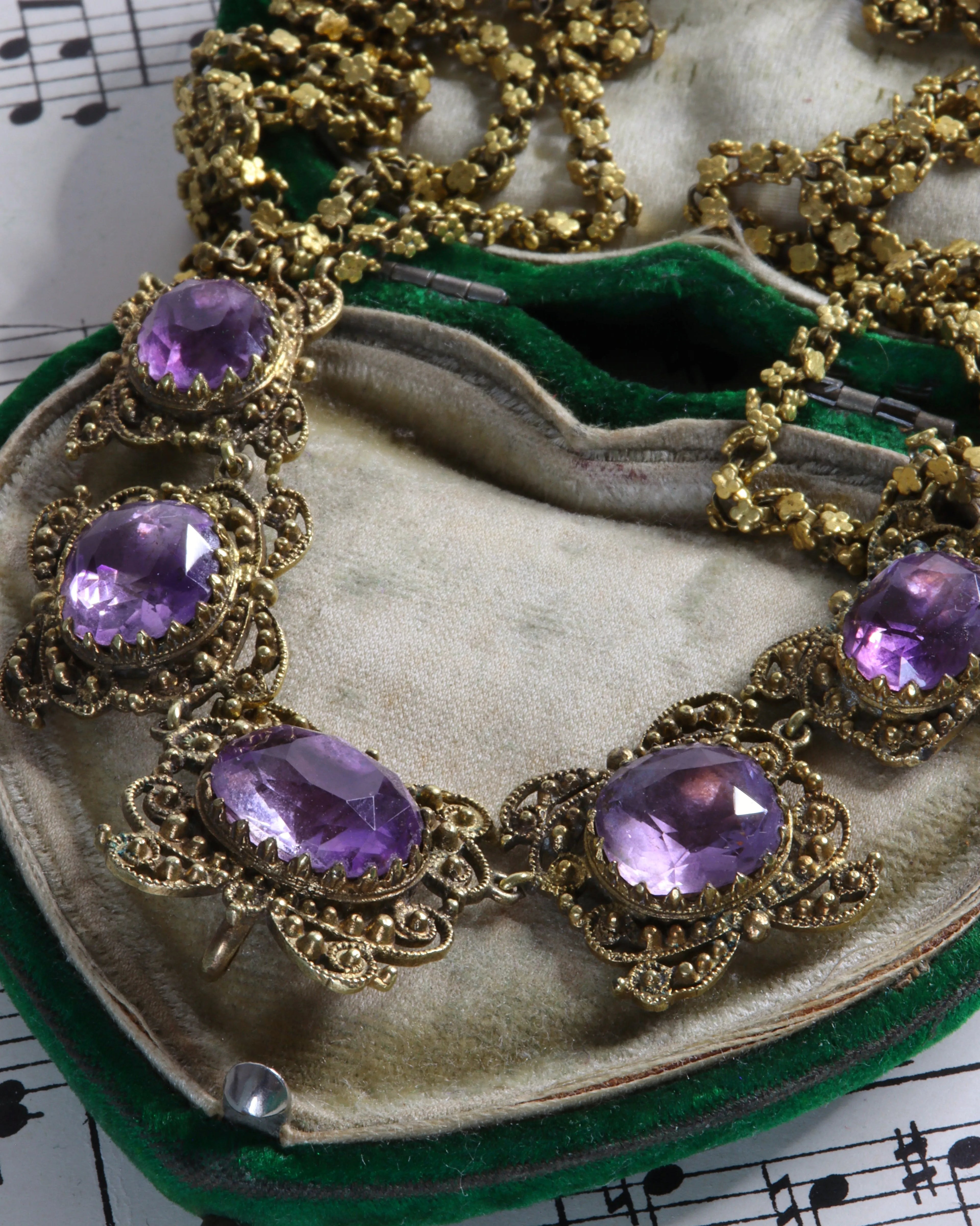Antique Georgian Foiled Amethyst Rivière Necklace