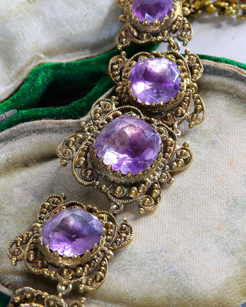 Antique Georgian Foiled Amethyst Rivière Necklace
