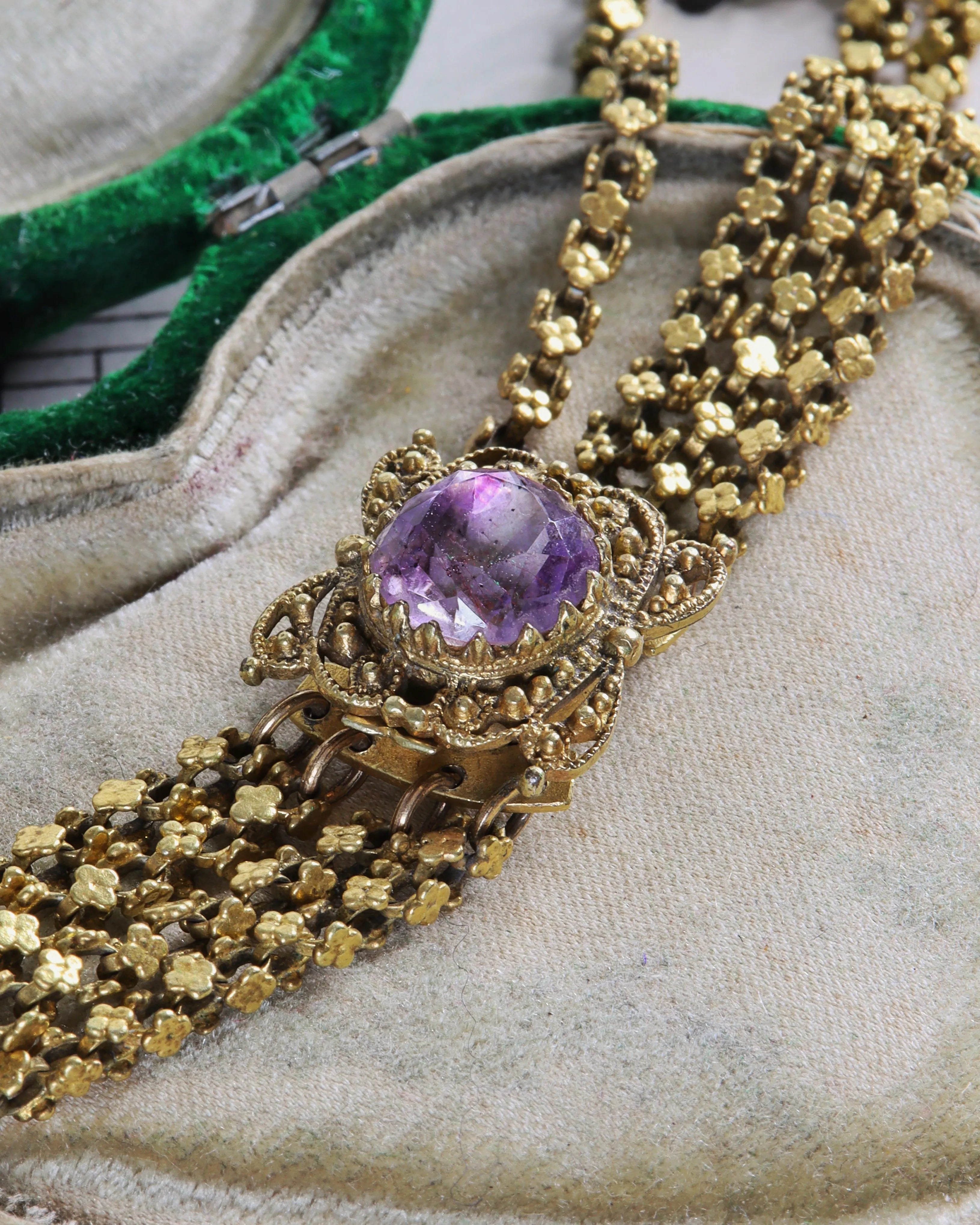 Antique Georgian Foiled Amethyst Rivière Necklace