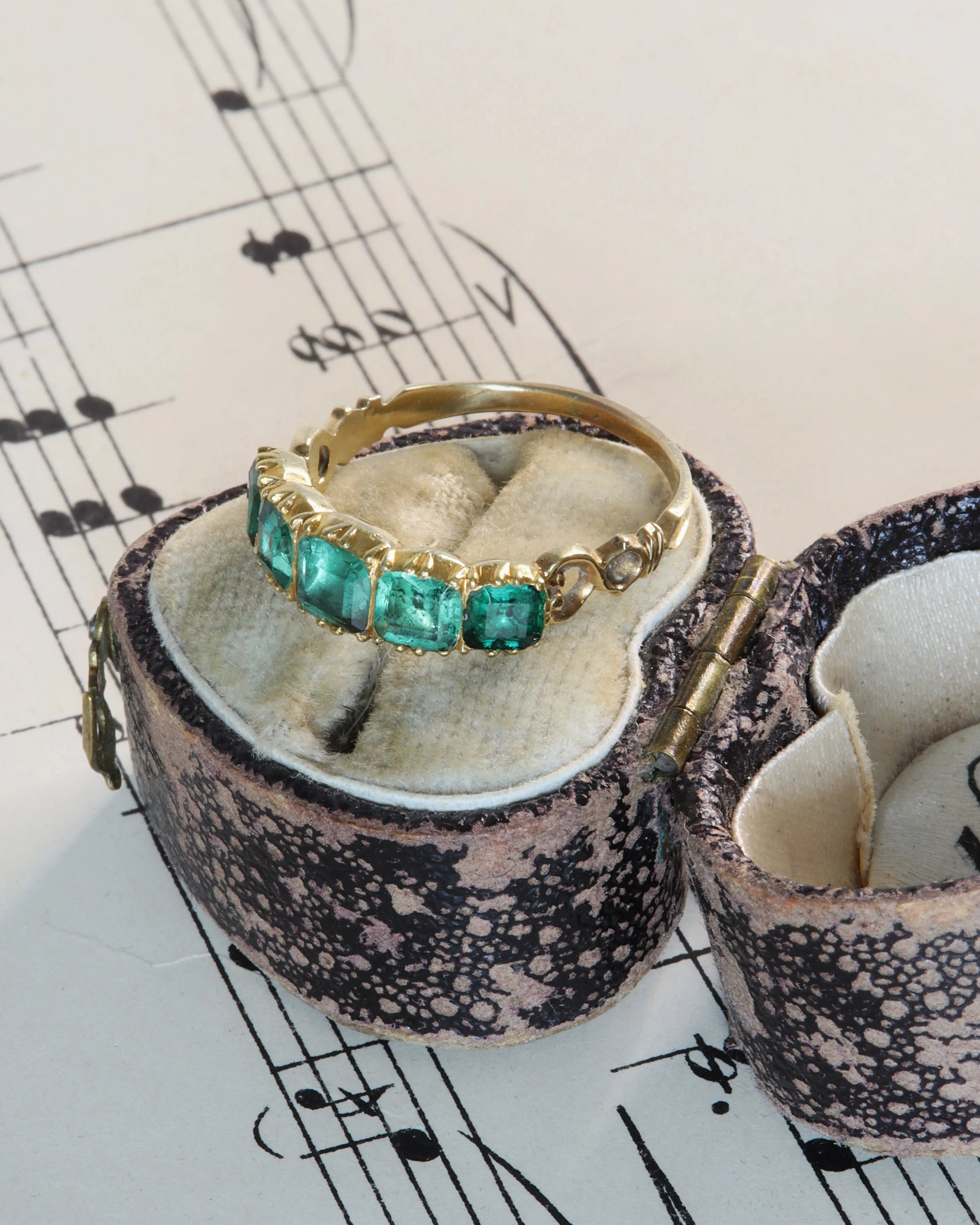 Antique Georgian Emerald Five Stone Ring