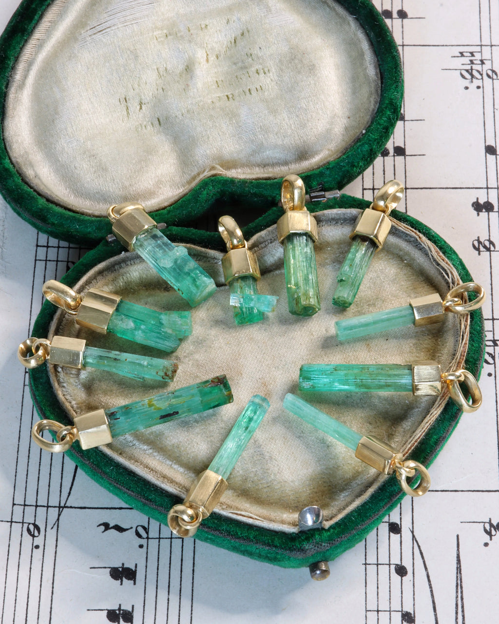 Raw Emerald Charms in 18ct Yellow Gold – Each one is unique!