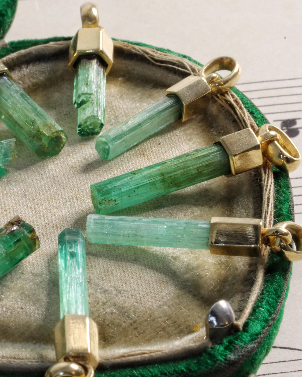 Raw Emerald Charms in 18ct Yellow Gold – Each one is unique!